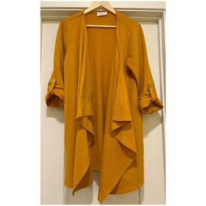 Janette Plus Open Front Sweater 3/4 sleeve Mustard Size 2X